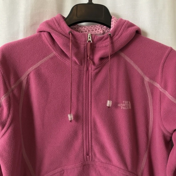 Women's THE NORTH FACE TKA MICRO 1/2 Zip Hoodie Pullover Fleece Size Large pink - Picture 3 of 12